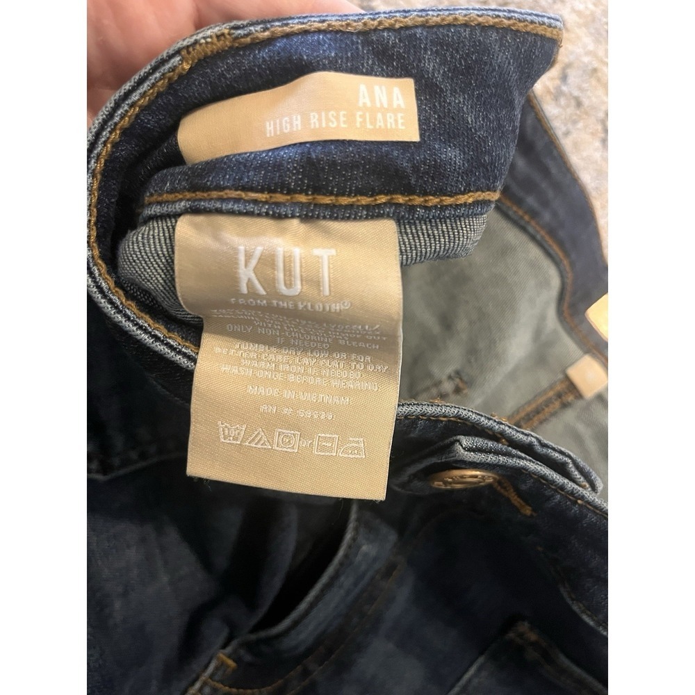 KUT Ana Patch Pocket High Rose Flare Retro 70s Boho Style Jeans Women 16 Western - Picture 8 of 11